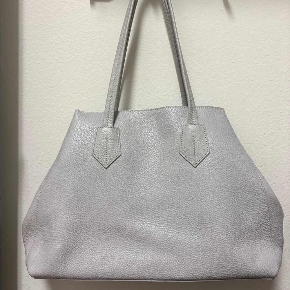 Neely & Chloe Grey Leather Handbag Small Tote Pebble Bag